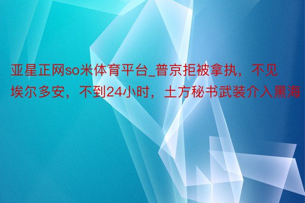 亚星正网so米体育平台_普京拒被拿执，不见埃尔多安，不到24小时，土方秘书武装介入黑海