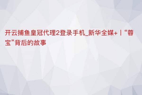 开云捕鱼皇冠代理2登录手机_新华全媒+丨“蓉宝”背后的故事