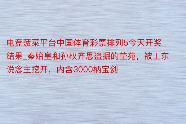 电竞菠菜平台中国体育彩票排列5今天开奖结果_秦始皇和孙权齐思盗掘的茔苑，被工东说念主挖开，内含3000柄宝剑